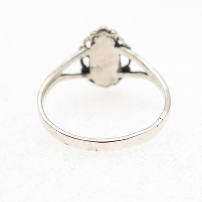 925 Sterling Silver Vintage Real Turquoise Oxidized Ring Size 8