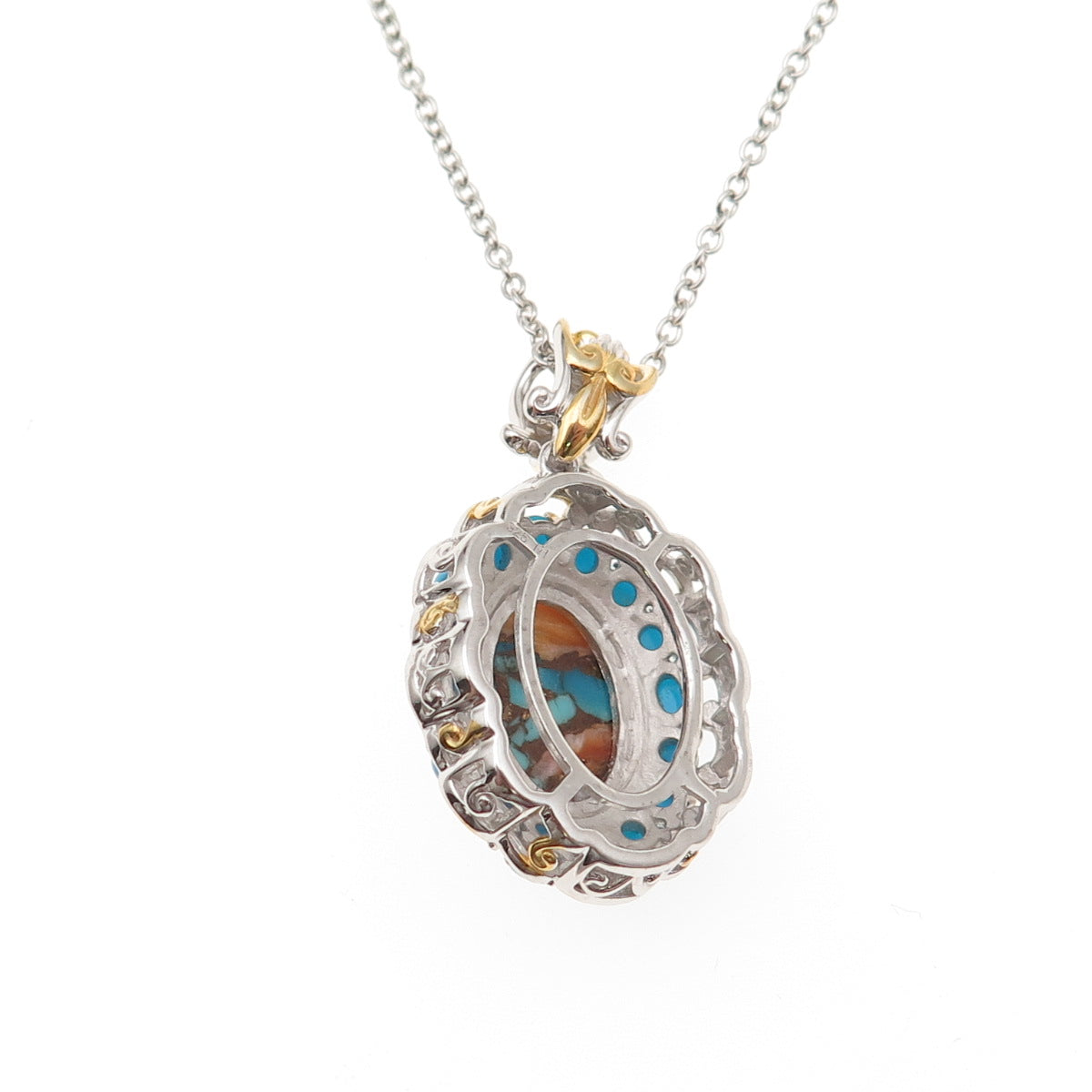 Michael Valitutti Gems En Vogue Sterling 2-Tone Multi-Turquoise Necklace 18-20"