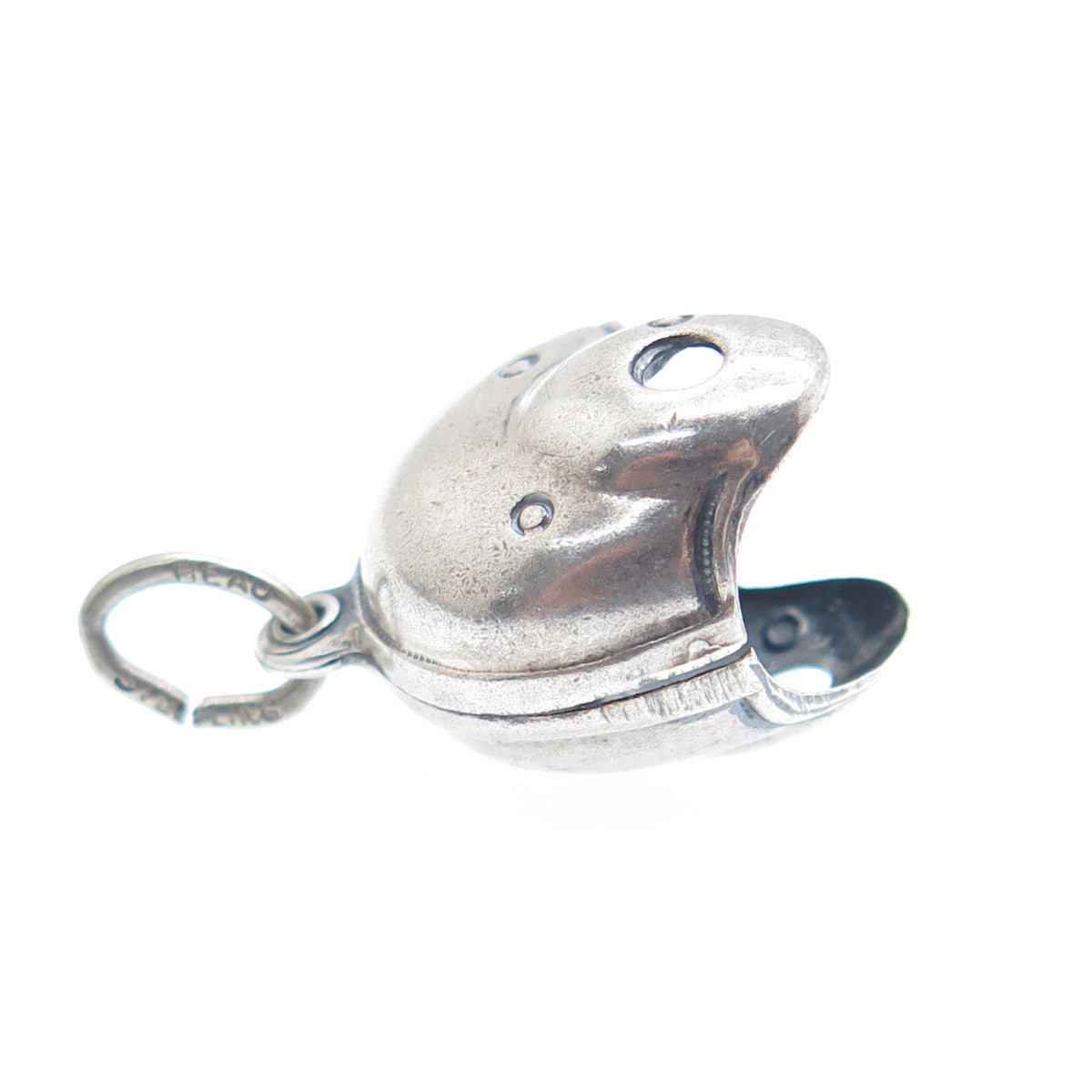 925 Sterling Silver Vintage Baseball Helmet Minimalist 3D Charm Pendant