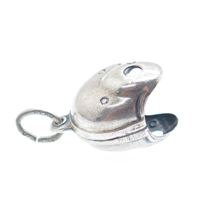 925 Sterling Silver Vintage Baseball Helmet Minimalist 3D Charm Pendant