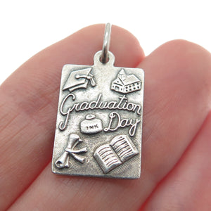 BEAU 925 Sterling Silver Antique Graduation Day Icons Charm Pendant