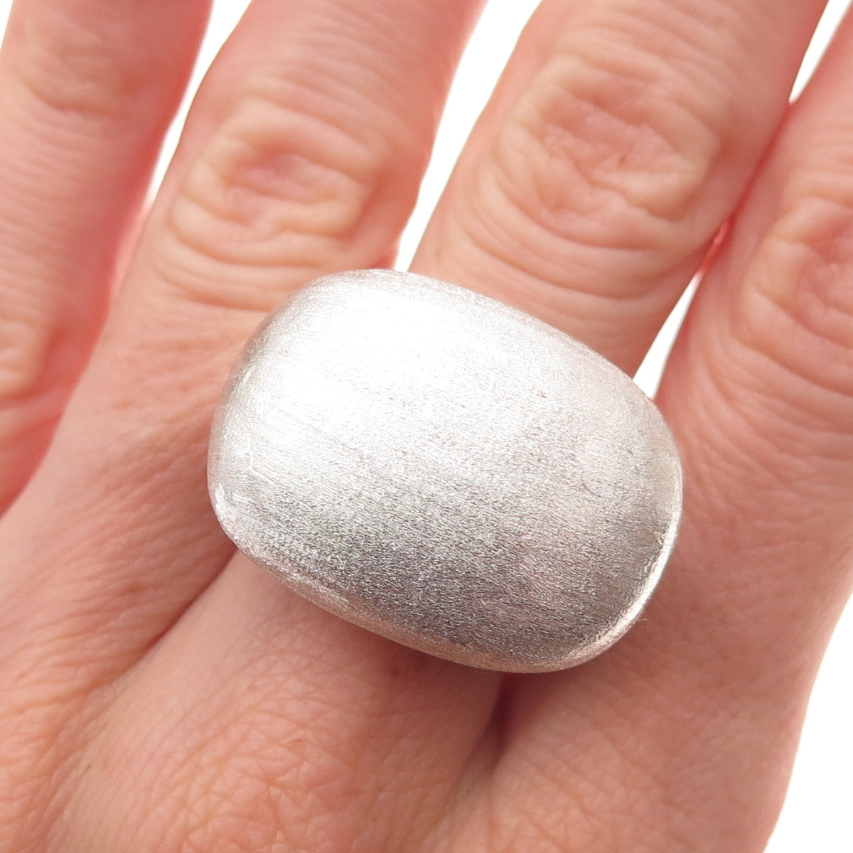 925 Sterling Silver Vintage Modernist Brushed Dome Ring Size 8.25