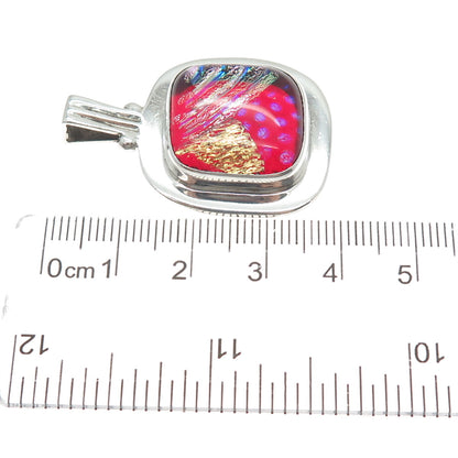 950 Silver Vintage Dichroic Glass Modernist Charm Pendant