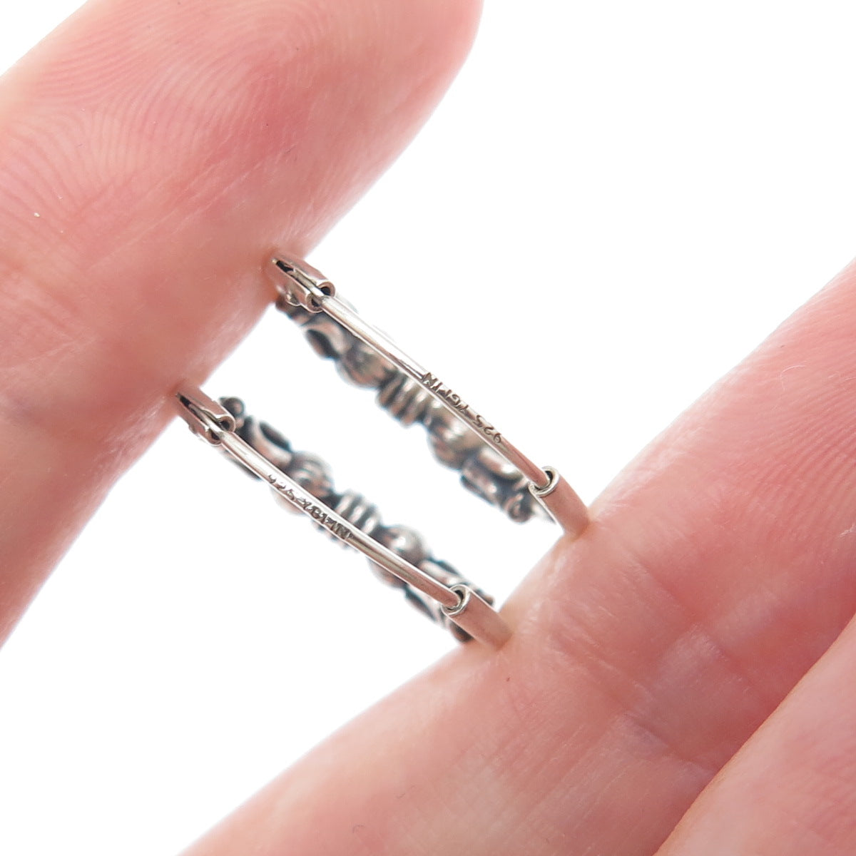 925 Sterling Silver Multi-Beads Oxidized Hoop Earrings