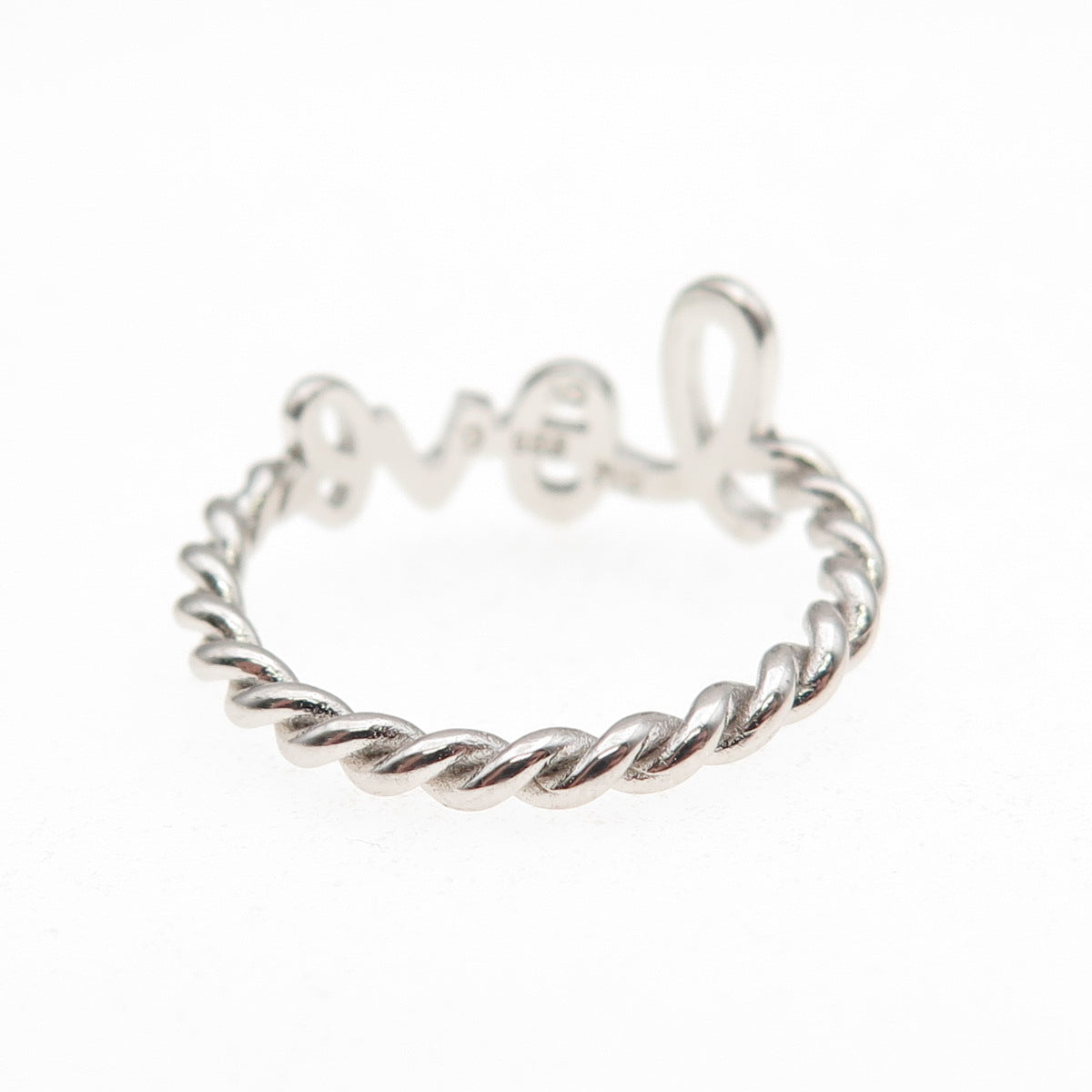 925 Sterling Silver Love Twisted Ring Size 6