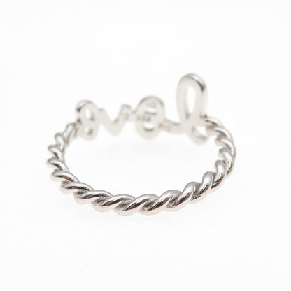 925 Sterling Silver Love Twisted Ring Size 6