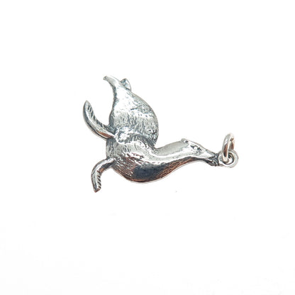 925 Sterling Silver Vintage Seal Oxidized Mini Charm Pendant