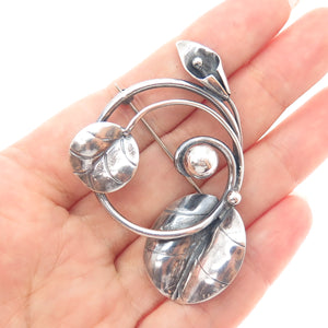 JOSEPH MASANIELLO 925 Sterling Silver Antique Calla Lily Oxidized Pin Brooch