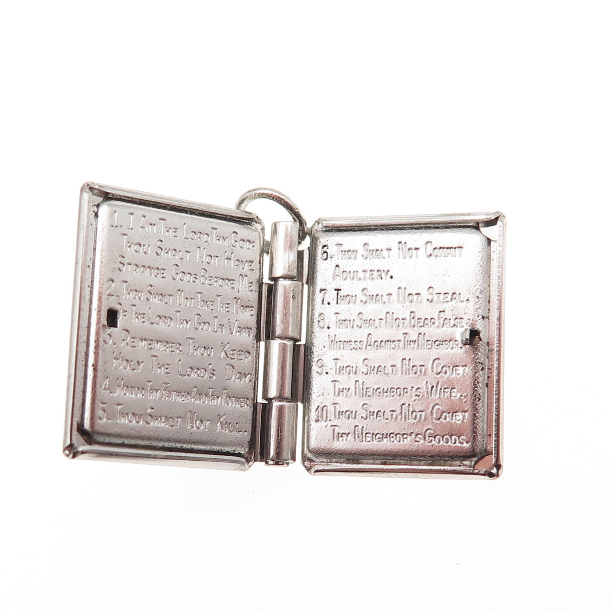 Wells 925 Sterling Silver Antique Art Deco Holy Bible Locket Mini Charm Pendant