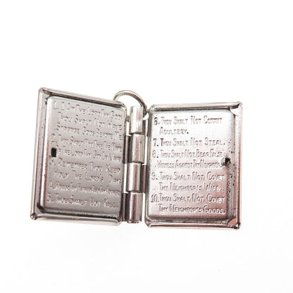 Wells 925 Sterling Silver Antique Art Deco Holy Bible Locket Mini Charm Pendant