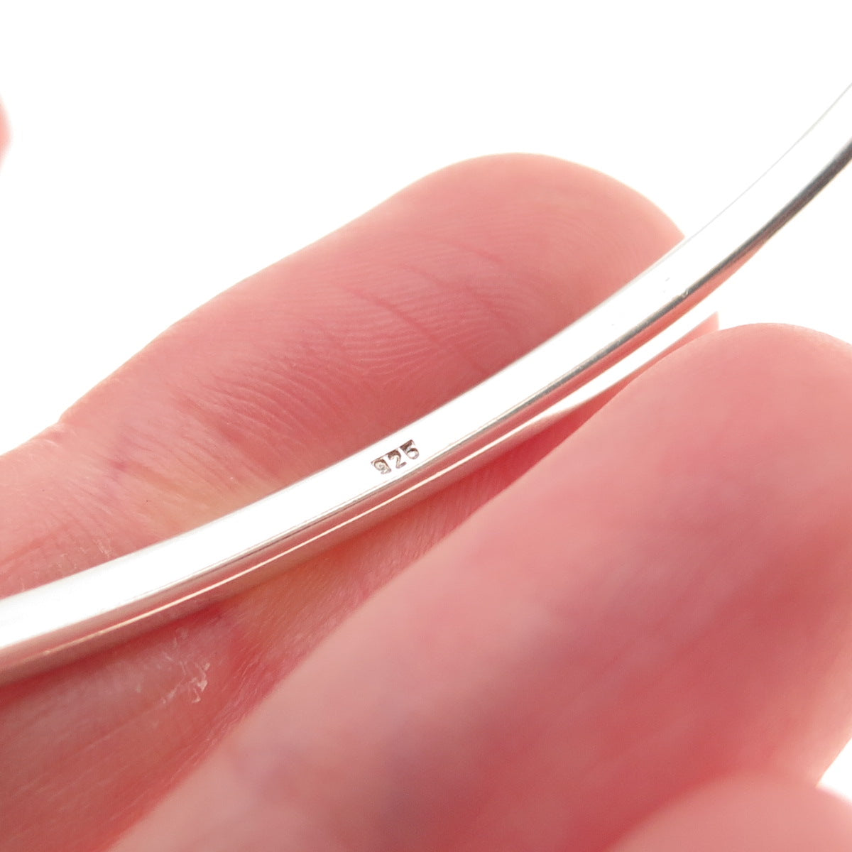 925 Sterling Silver Vintage Real Amber Modernist Bangle Bracelet 6.5"