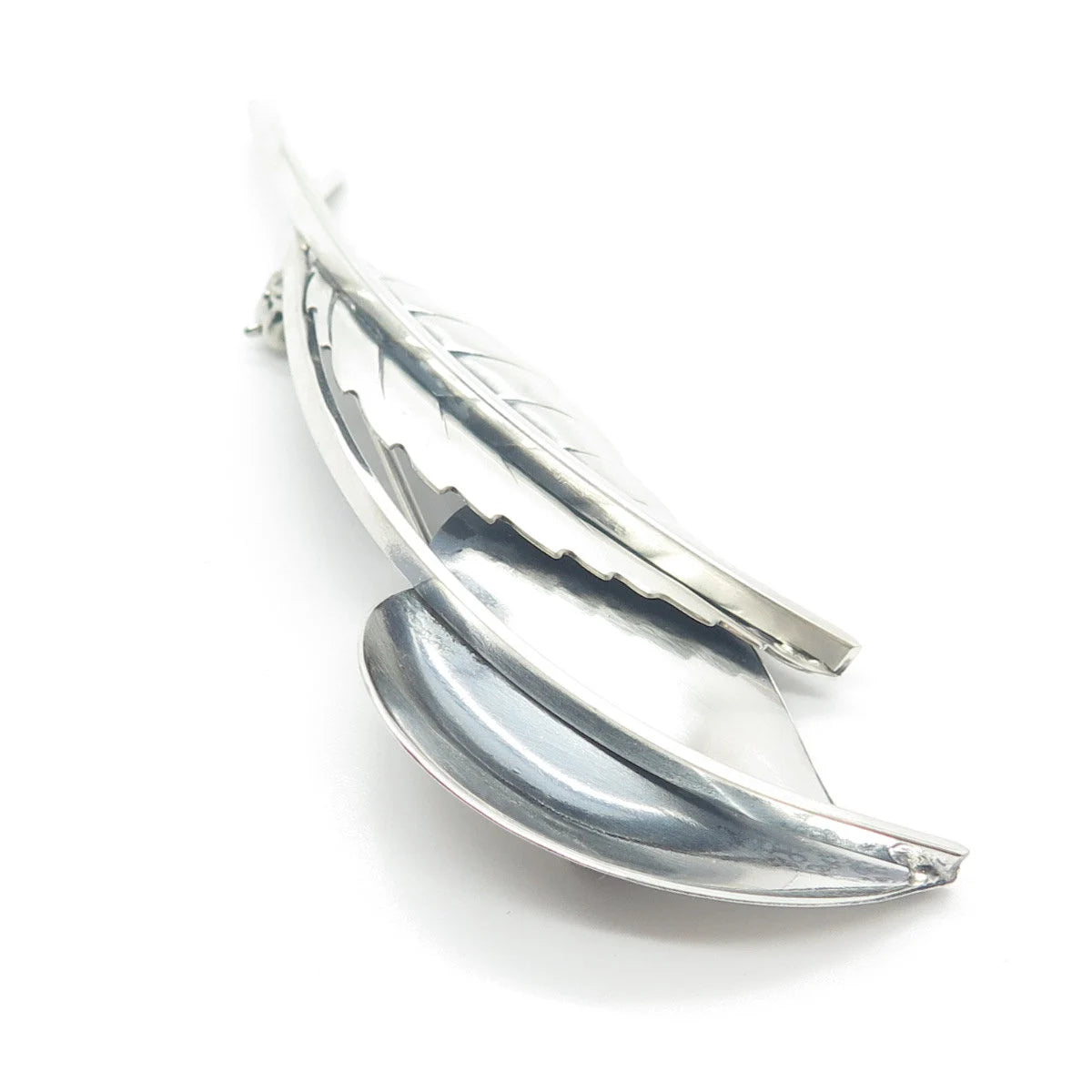 925 Sterling Silver Vintage Double-Leaf Pin Brooch
