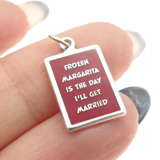 925 Sterling Silver Enamel Frozen Margarita Is The Day I'll Get Married Pendant