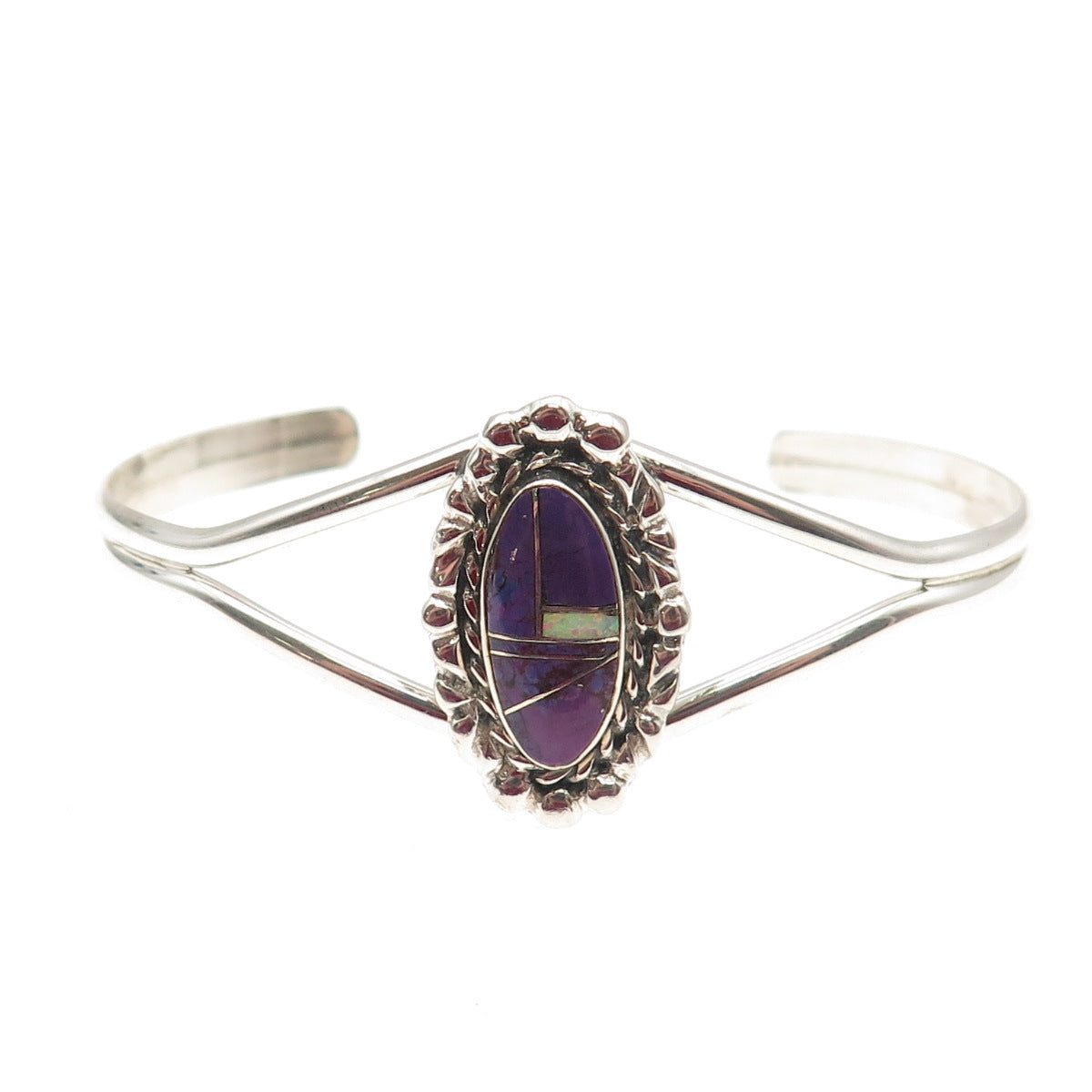 Steven Tiffany Paiute Old Pawn 925 Sterling Sugilite Opal Adjustable Bracelet 6"