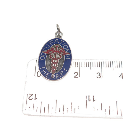 Metal Arts 925 Sterling Silver Vintage Enamel Occupational Therapy Charm Pendant