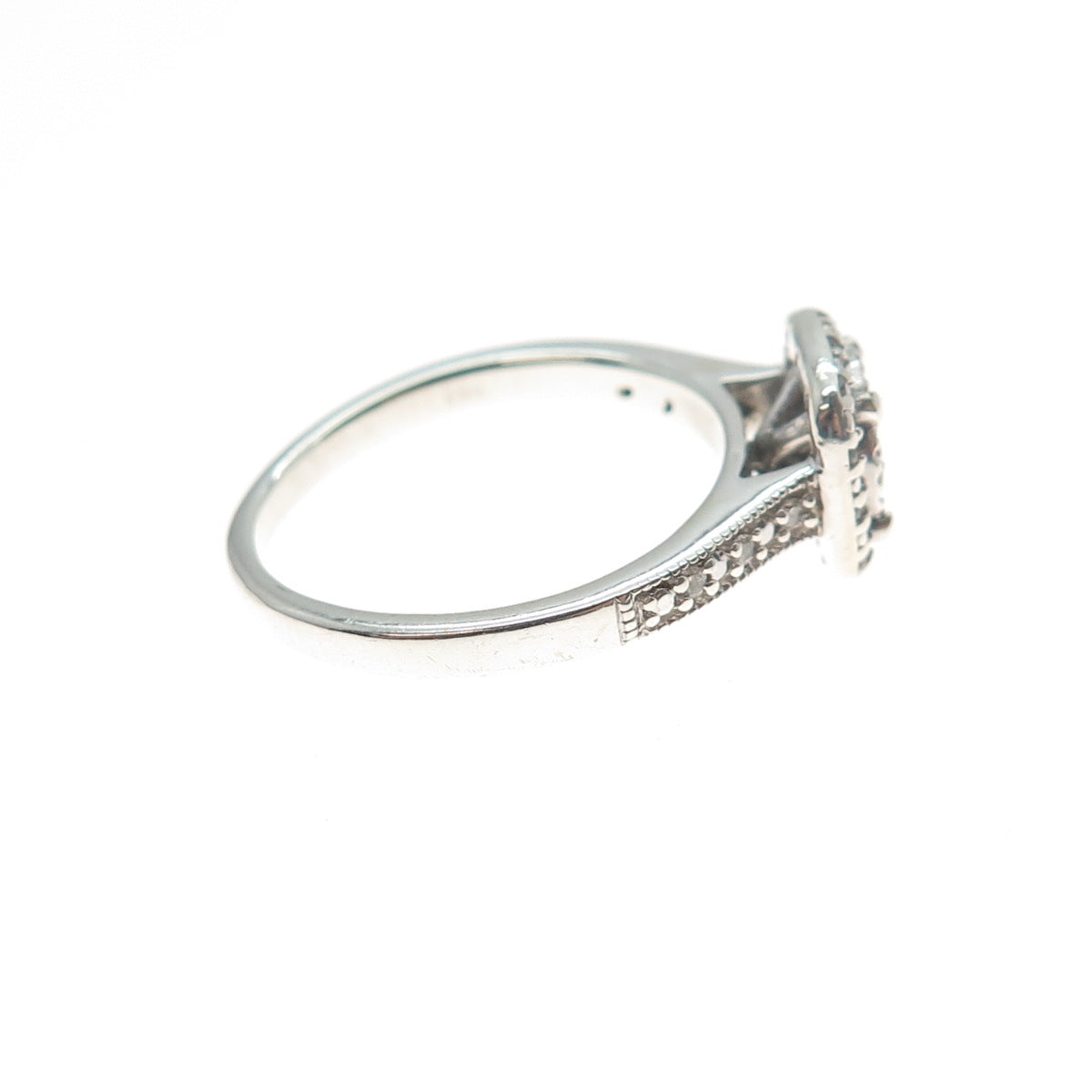 925 Sterling Silver Real Round-Cut Diamond Engagement Ring Size 7