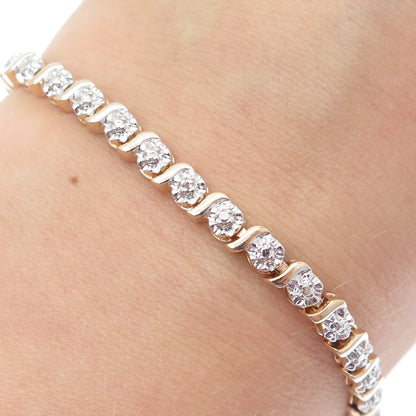 ROSS SIMONS Sterling Gold Plated Real Diamond Accent Tennis Link Bracelet 7"