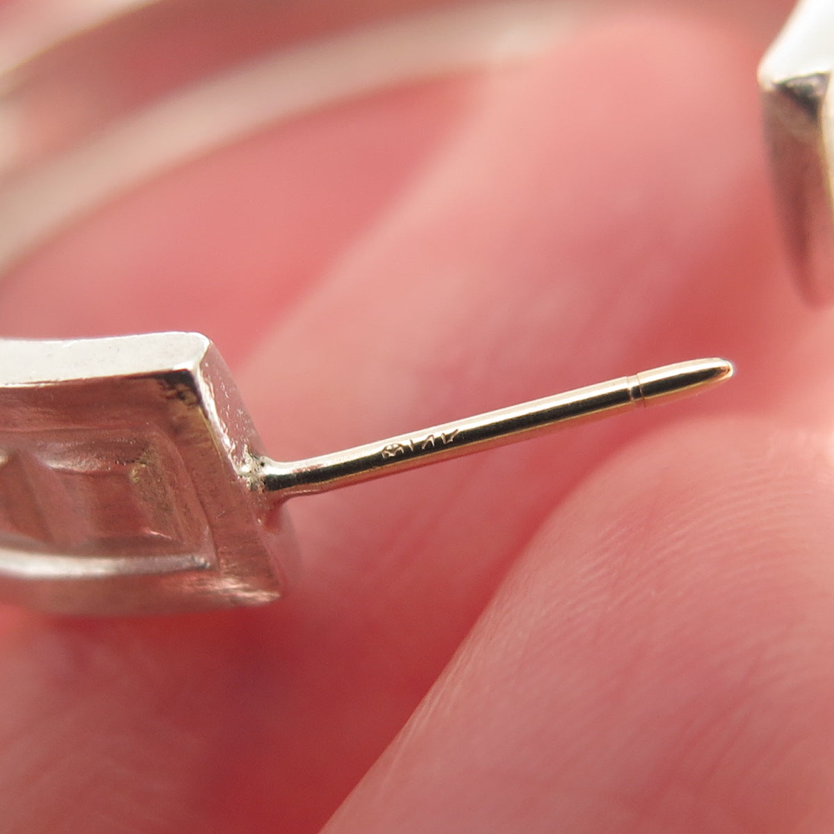 Jane Bohan 925 Sterling Silver 14K Gold Posts Vintage Hoop Earrings