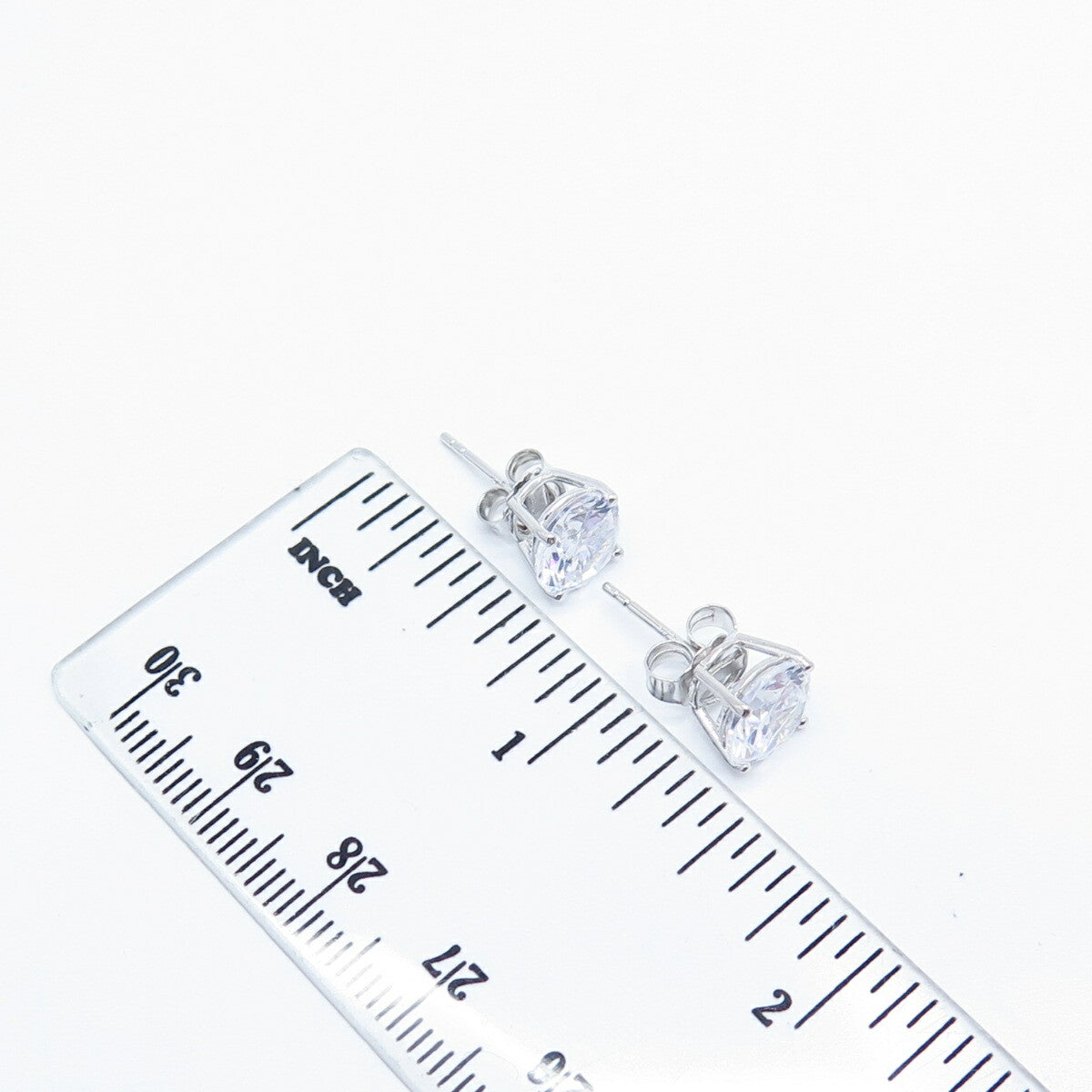 925 Sterling Silver Round-Cut C Z Stud Earrings
