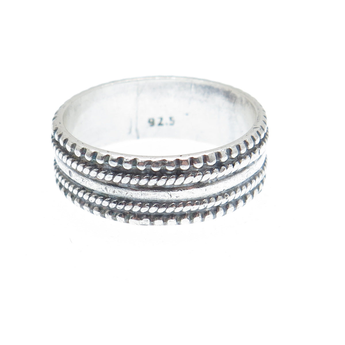 925 Sterling Silver Vintage Granulated Oxidized Band Ring Size 8.5
