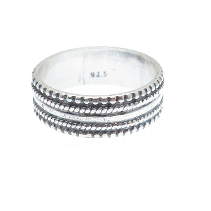 925 Sterling Silver Vintage Granulated Oxidized Band Ring Size 8.5