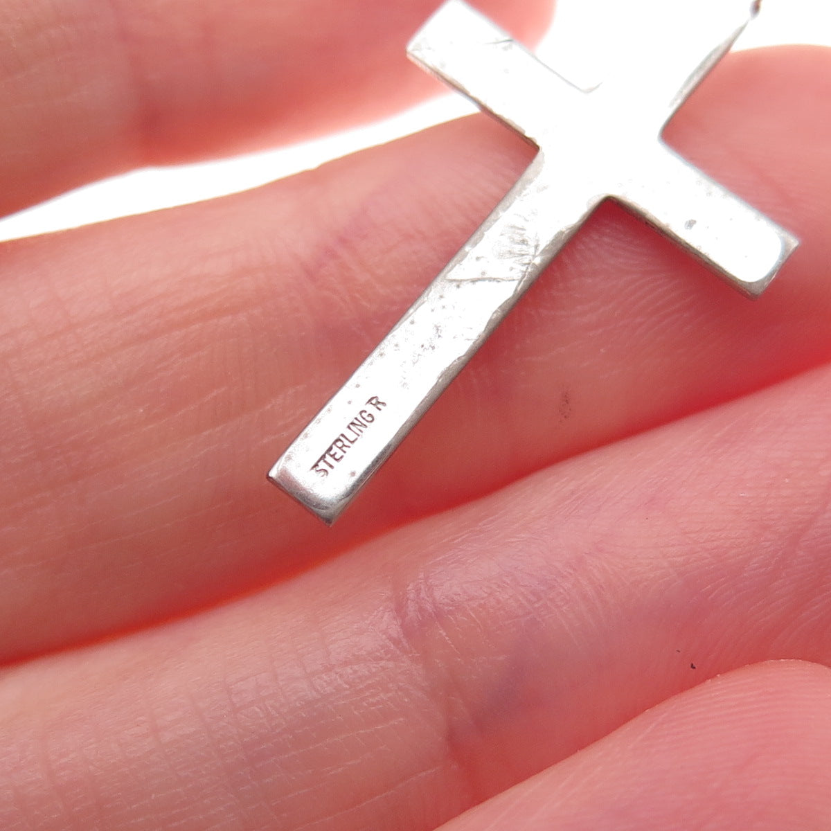 Tru-Kay 925 Sterling Silver Antique Art Deco Cross Charm Pendant