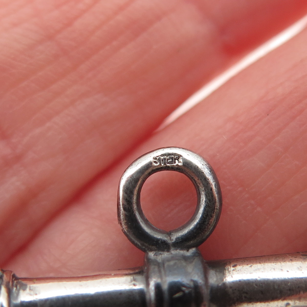 925 Sterling Silver Vintage Green Chalcedony Bracelet / Necklace Toggle Lock Bar