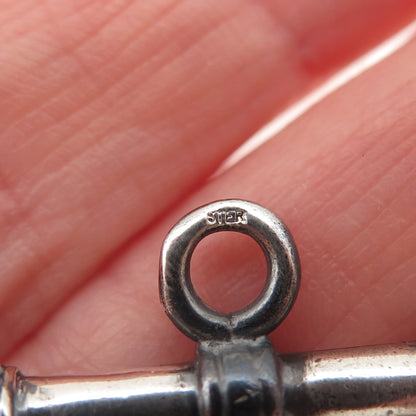 925 Sterling Silver Vintage Green Chalcedony Bracelet / Necklace Toggle Lock Bar