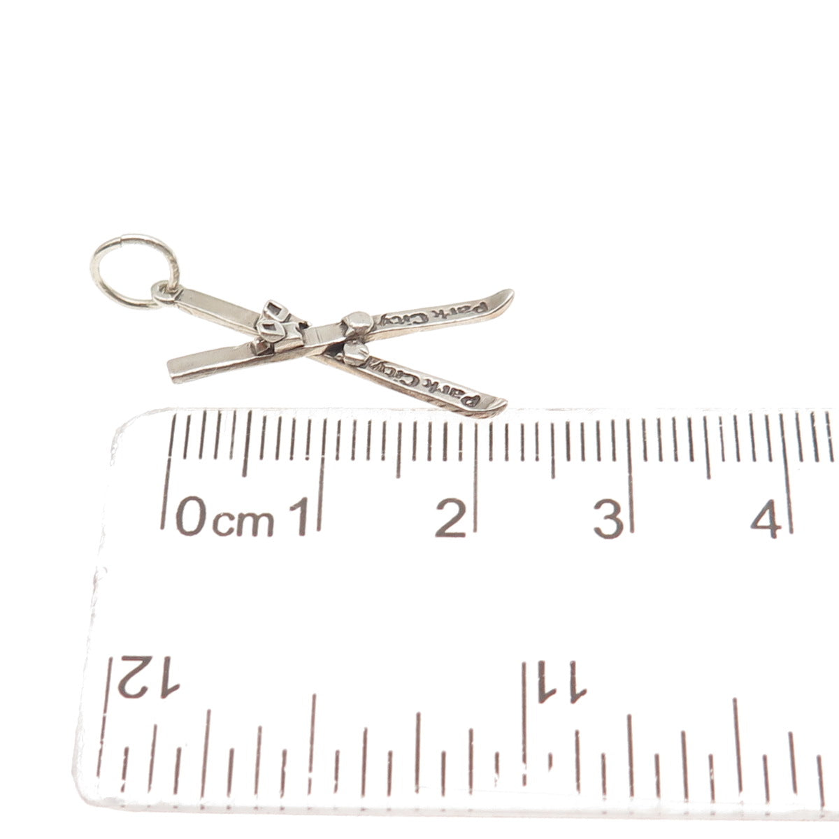 Park City Jewelers 925 Sterling Vintage Crossed Snow Skis Oxidized Mini Pendant