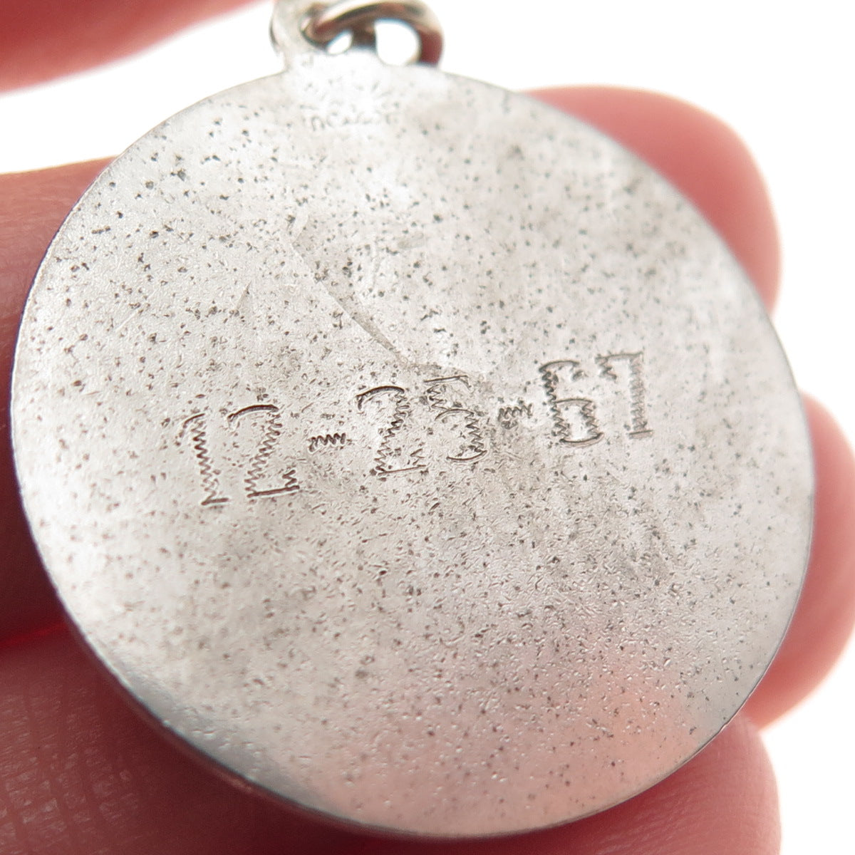 ELCO 925 Sterling Silver Vintage Rhinestone Engraved Merry Christmas Pendant