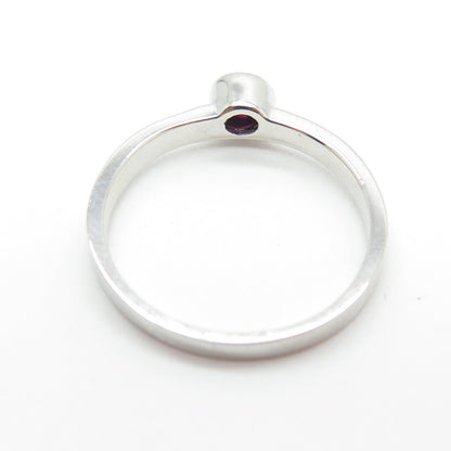 925 Sterling Silver Pink Round-Cut Shaped C Z Ring Size 7