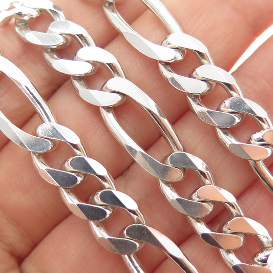 PAGODA PGDA 925 Sterling Silver Vintage Italy Figaro Chain Necklace 24"