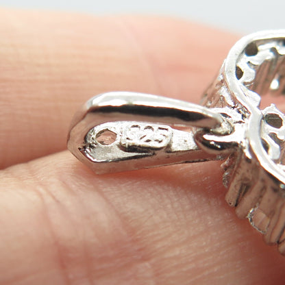 925 Sterling Silver C Z Open Heart Pendant