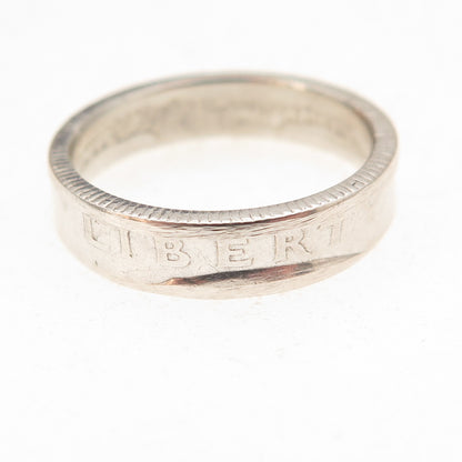 900 Silver Antique 1942 US Washington Quarter Dollar Coin Band Ring Size 7.25