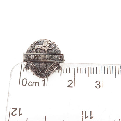 925 Sterling Silver Vintage Young Judaea Oxidized Pin Brooch