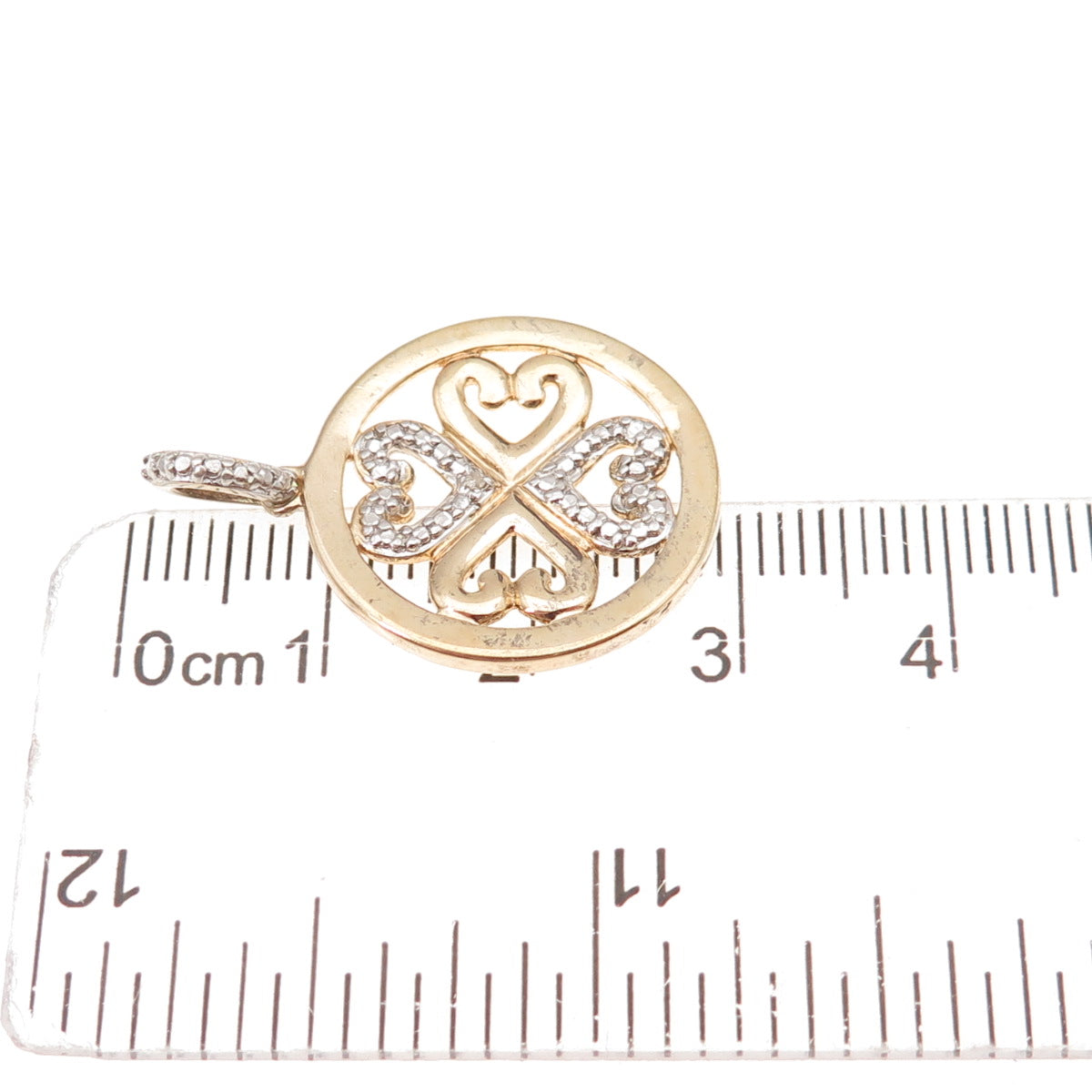 925 Sterling Silver Gold Plated Real Diamond Accent Heart Charm Pendant