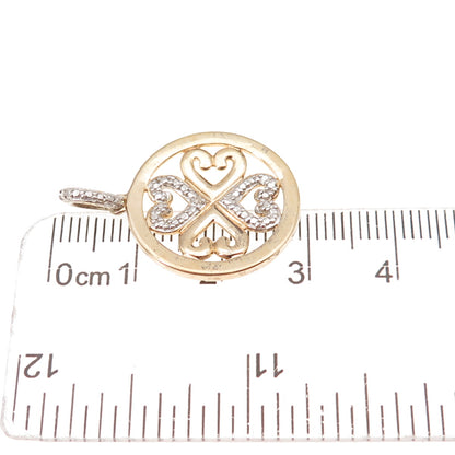 925 Sterling Silver Gold Plated Real Diamond Accent Heart Charm Pendant