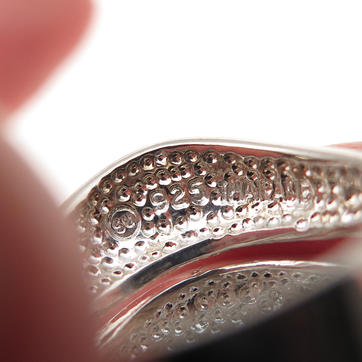 925 Sterling Silver Vintage Modernist 3-Row Ring Size 6