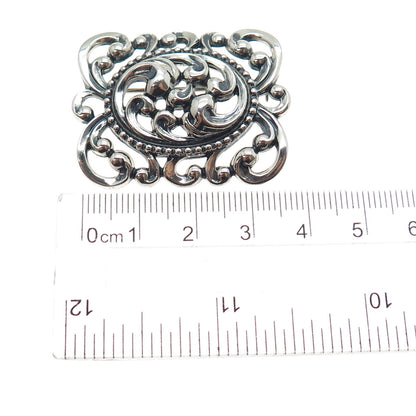 DANECRAFT 925 Sterling Silver Antique Art Deco Swirl Oxidized Pin Brooch
