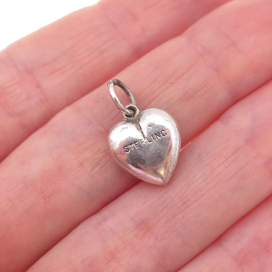 925 Sterling Silver Antique Art Deco Engraved Heart Chatelaine Charm Pendant