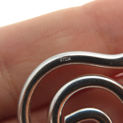 925 Sterling Silver Vintage Modernist Spiral Drop Earrings