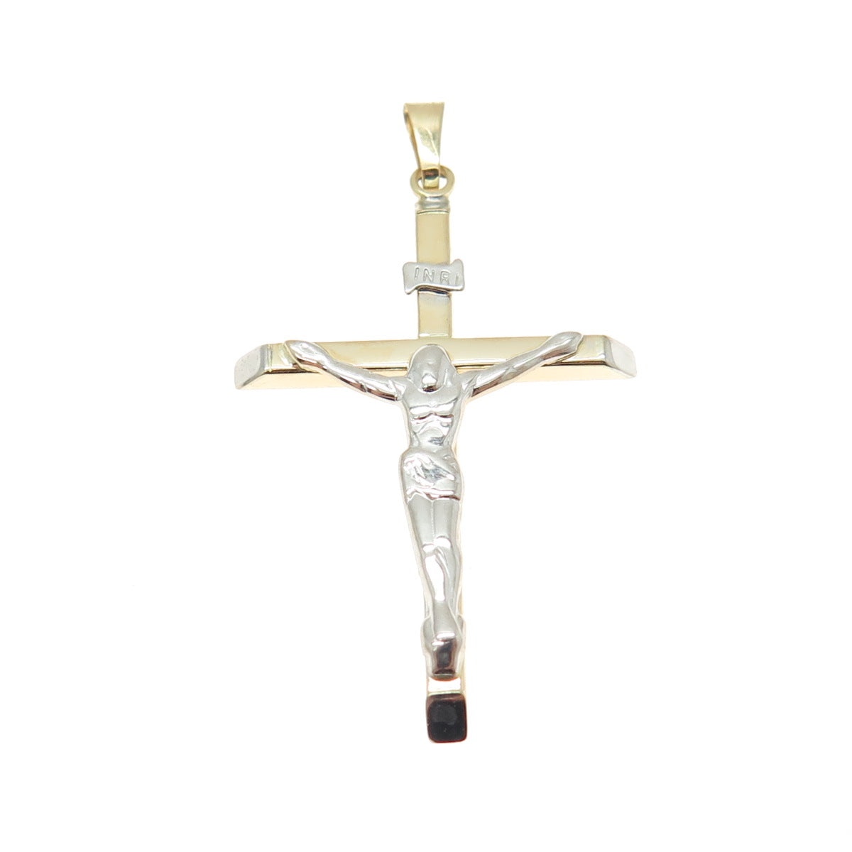 14K Yellow & White Gold Crucifix Cross Religious Charm Pendant