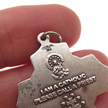 Bliss 925 Sterling Silver Antique Art Deco 4-Way Cross Catholic Charm Pendant