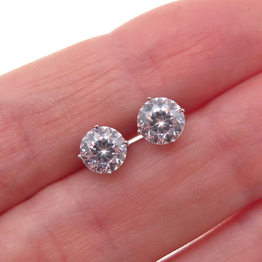Dee Berkle 925 Sterling Silver Round-Cut C Z Stud Earrings