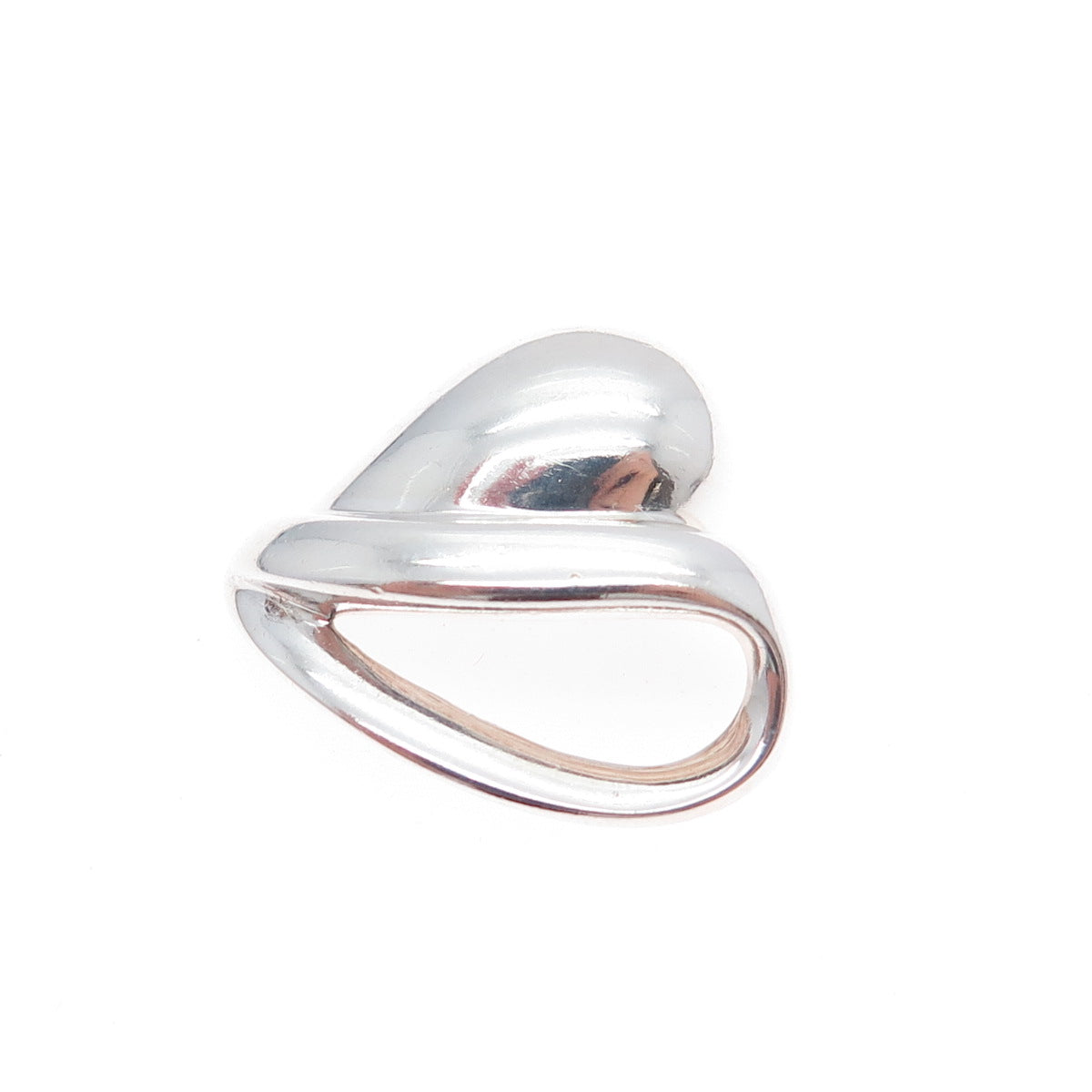 925 Sterling Silver Vintage Modernist Heart Slide Charm Pendant