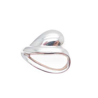 925 Sterling Silver Vintage Modernist Heart Slide Charm Pendant
