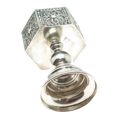 925 Sterling Silver Vintage Israel Filigree Floral Candlestick