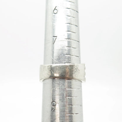 925 Sterling Silver Vintage Modernist Ribbed Ring Size 8.25