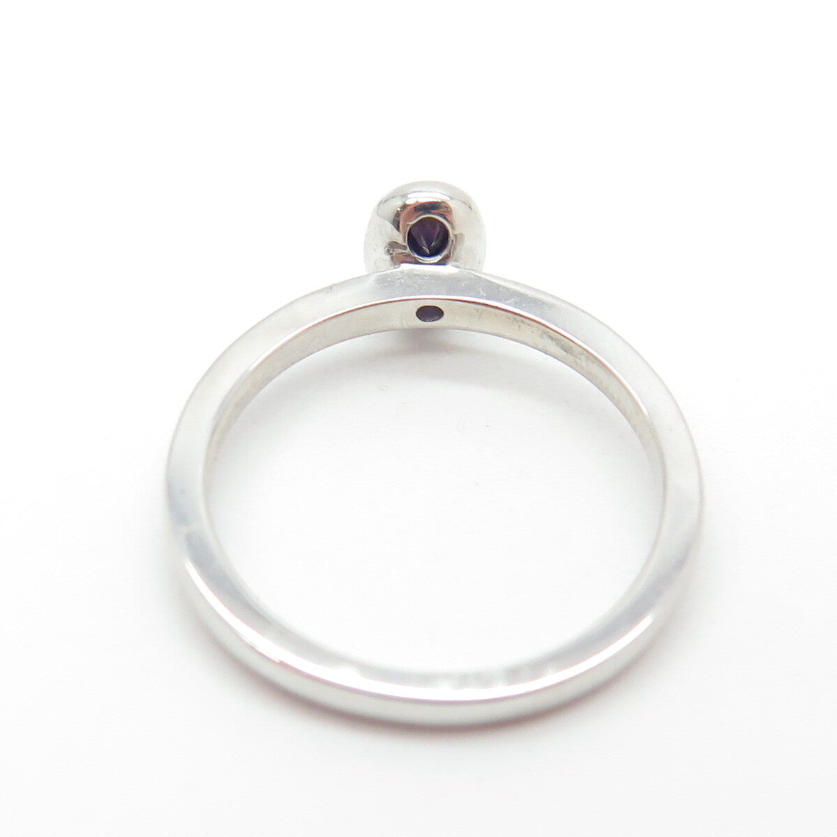 925 Sterling Silver Oval-Cut Purple C Z Ring Size 5.75