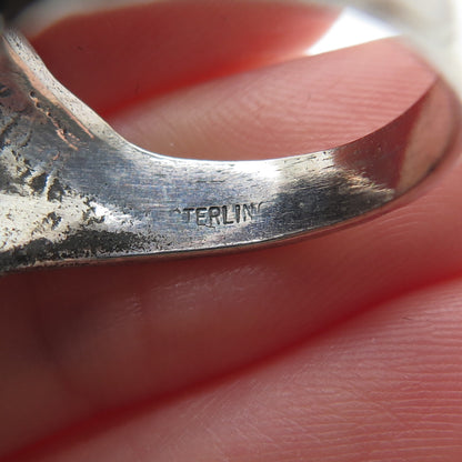 925 Sterling Silver Vintage Modernist Wavy Dome Oxidized Ring Size 8